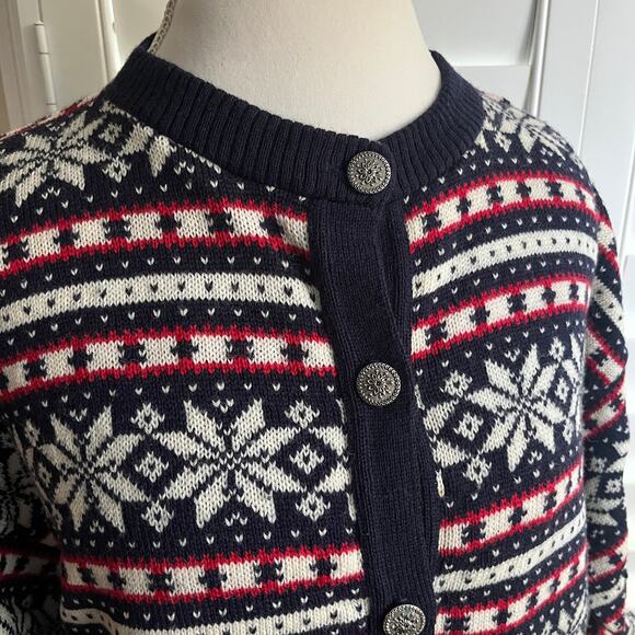 Vintage Pendleton Fair Isle Wool Cardigan Sweater XL Made USA Nordic Snowflake - Picture 2 of 10